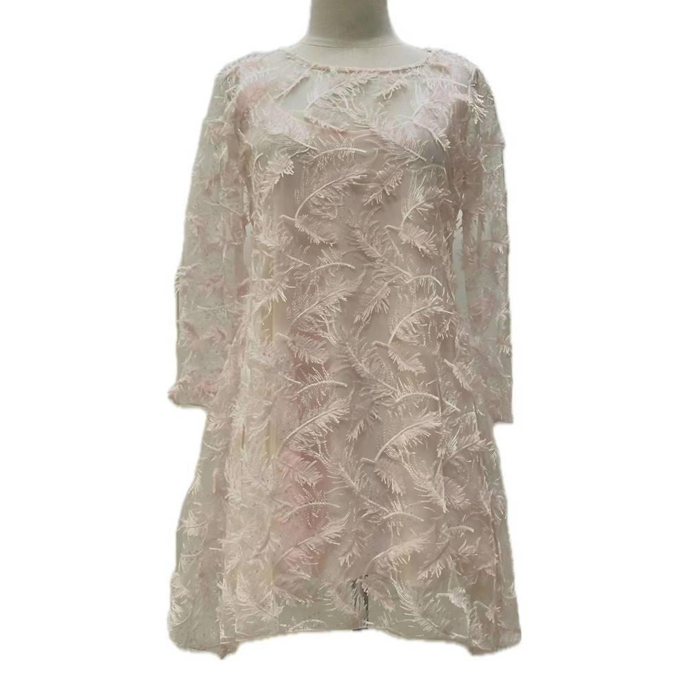 NEW STAPLES fluffy feather mini dress in pink